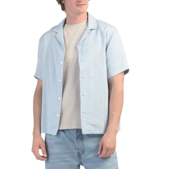 INDUSTRY Light Blue Button Down Shirt With Gauze Texture - Picture 1 of 2